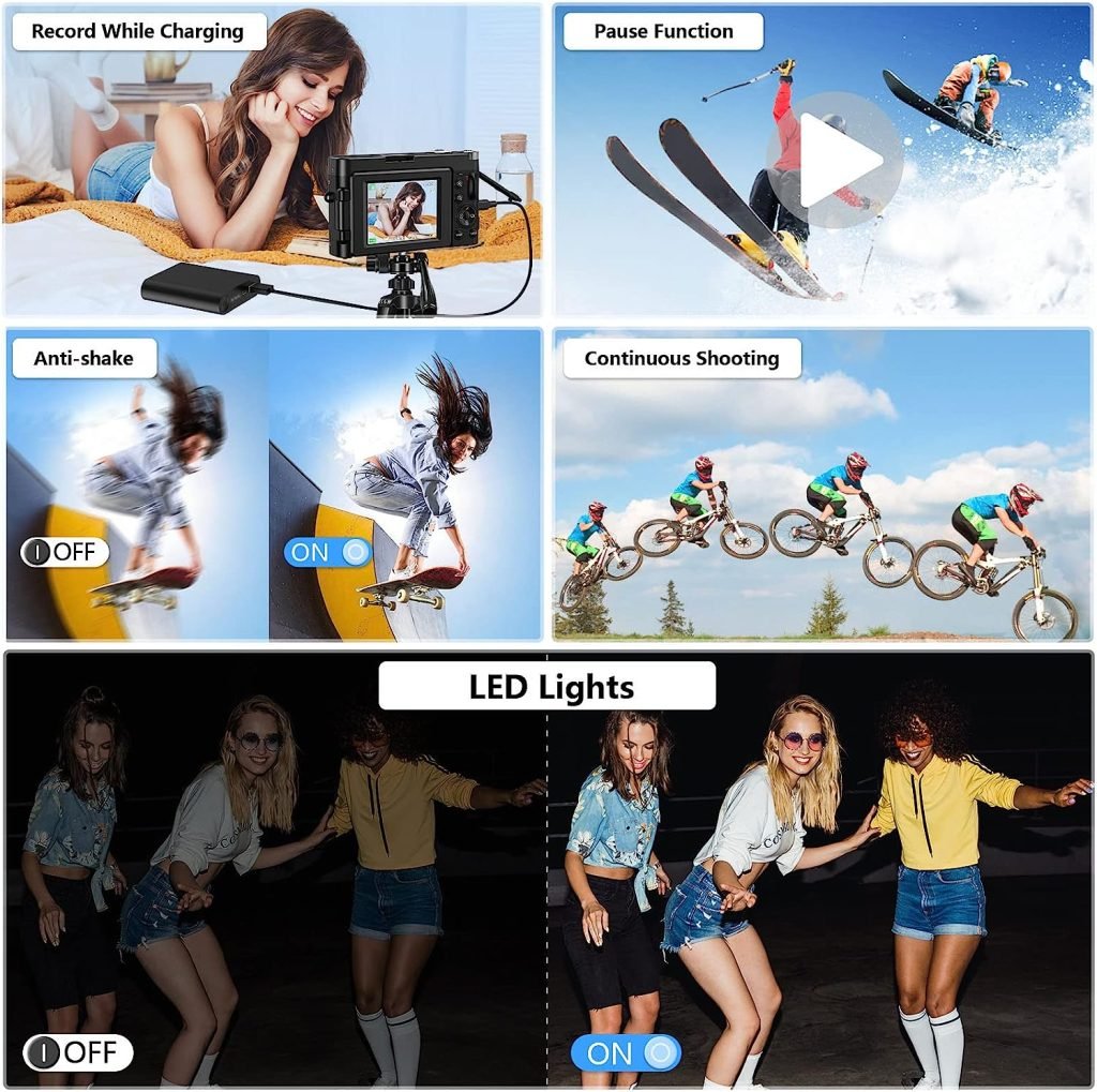 Digital Camera,Jumobuis 4K 48MP Autofocus Vlogging Camera with 32G Memory Card 16X Digital Zoom,Powerful Cameras for Photography with 2 Batteries for YouTube Black
