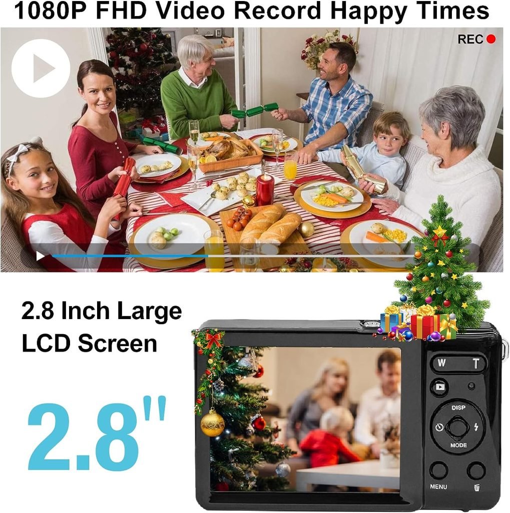 Digital Camera/ 8x Digital Zoom/ 20MP/ 1080P FHD/ 2.8” TFT LCD Screen GDC80X2 Simple Camera for Kids/Children/Teenagers/Beginners/The Elderly (Red)