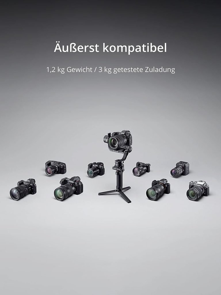 DJI RSC 2 Pro Combo, 3-Axis Gimbal Stabilizer for DSLR camera, Foldable Design, up to 3kg (6.6 lbs) Payload, Available for Canon/Sony/Panasonic/Nikon/Fujifilm, Carrying Case and Accessories, Black