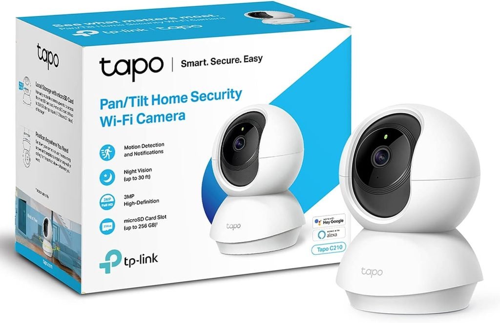 Tapo 2K 3MP Pan Tilt Security Camera, Baby/Pet Dog AI Monitor, Smart Motion Detection Tracking,2-Way Audio, Night Vision, Cloud SD Card Storage, Works with Alexa Google Home(Tapo C210)