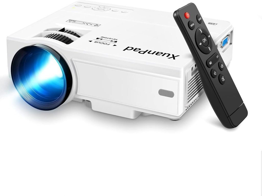 XuanPad Mini Projector Portable video-projector,55000 Hours Multimedia Home Theater movie Projector,Compatible with TV Stick,Full HD 1080P HDMI,VGA,USB,AV,laptop,iphone,Android Smartphone
