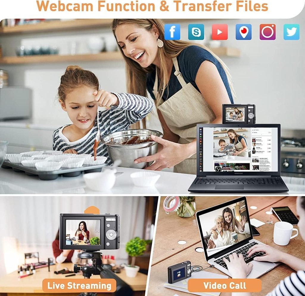 Digital Camera 1080P Full HD Compact Camera 36MP Vlogging Camera with 16X Digital Zoom, FamBrow Photo Camera 2.4 Inch LCD Mini Video Camera for Students/Children/Adults/Beginners（Black）