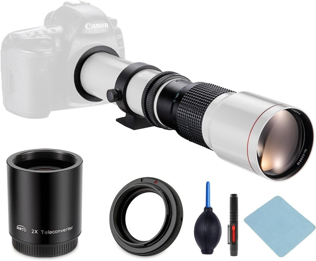 JINTU 500mm-1000mm F/8 Telephoto Lens Manual Camera Lenses for Nikon SLR Digital Cameras D5600 D5500 D5400 D5300 D5200 D5100 D3500 D3100 D3200 D3300 D3400 D7100 D7200 D7500 D750 D850 DF D90 D80 D200