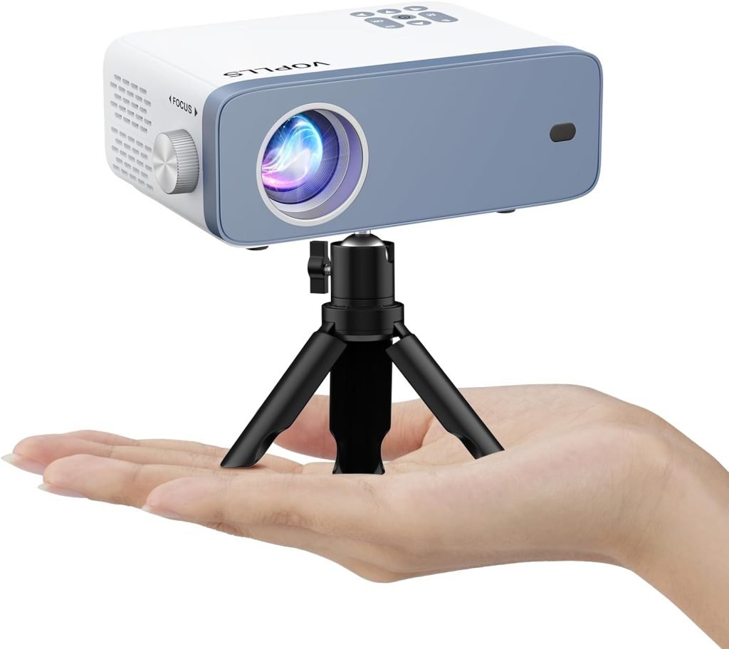 Mini Projector, VOPLLS 1080P Full HD Supported 9500L, Video Projector Portable Outdoor Home Theater Movie Projector, 50% Zoom, Compatible with HDMI, USB, AV, Smartphone/Tablet/Laptop/PC/TV Box