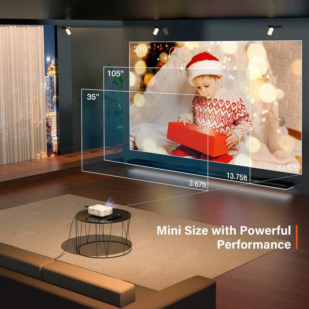 Mini Projector, VOPLLS 1080P Full HD Supported 9500L, Video Projector Portable Outdoor Home Theater Movie Projector, 50% Zoom, Compatible with HDMI, USB, AV, Smartphone/Tablet/Laptop/PC/TV Box