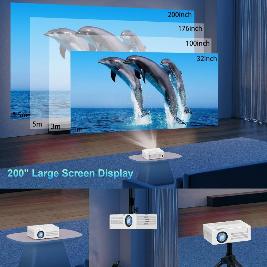 Native 1080P Projector, YOOYAA 15000 Lumen 5G Wireless WiFi Bluetooth Video Projector 4K Supported Mini Portable Home/Outdoor Movie Projector, Compatible with Smartphone/Laptop/TV Stick/Xbox/PS5