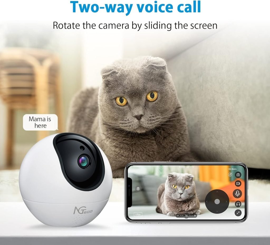 NGTeco C2610 Security WiFi Camera, Pet/Baby Monitor, Indoor Surveillance, Motion detection, Work with Alexa