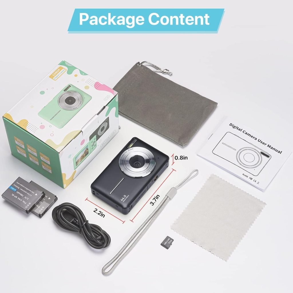 Digital Camera 1080P Digital Compact Camera 44MP HD Photo Camera kid Camera Digital Camera Cheap with 2.4 LCD Screen 16X Digital Zoom and 1 Battery for Teenager Girls, Boys, Beginner-Black