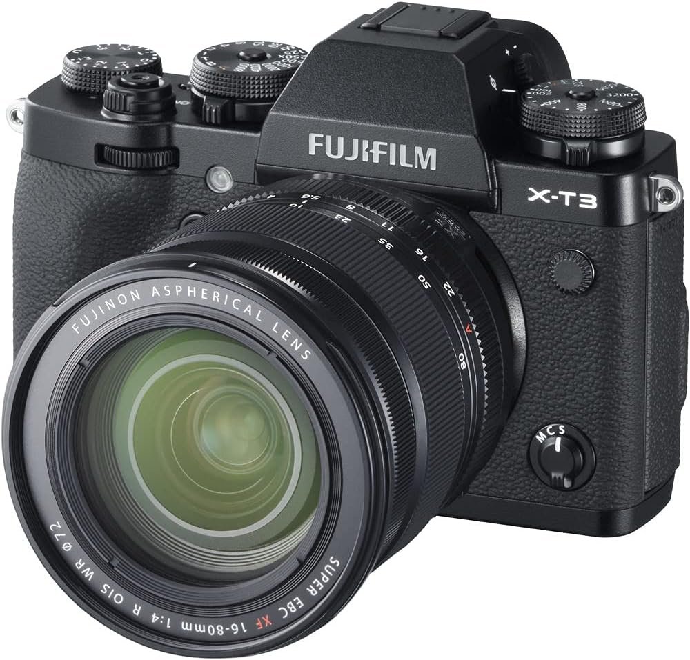 Fujifilm X-T3 Mirrorless Digital Camera, Black with Fujinon XF16-80mmF4 R WR Optical Image Stabiliser Lens Kit