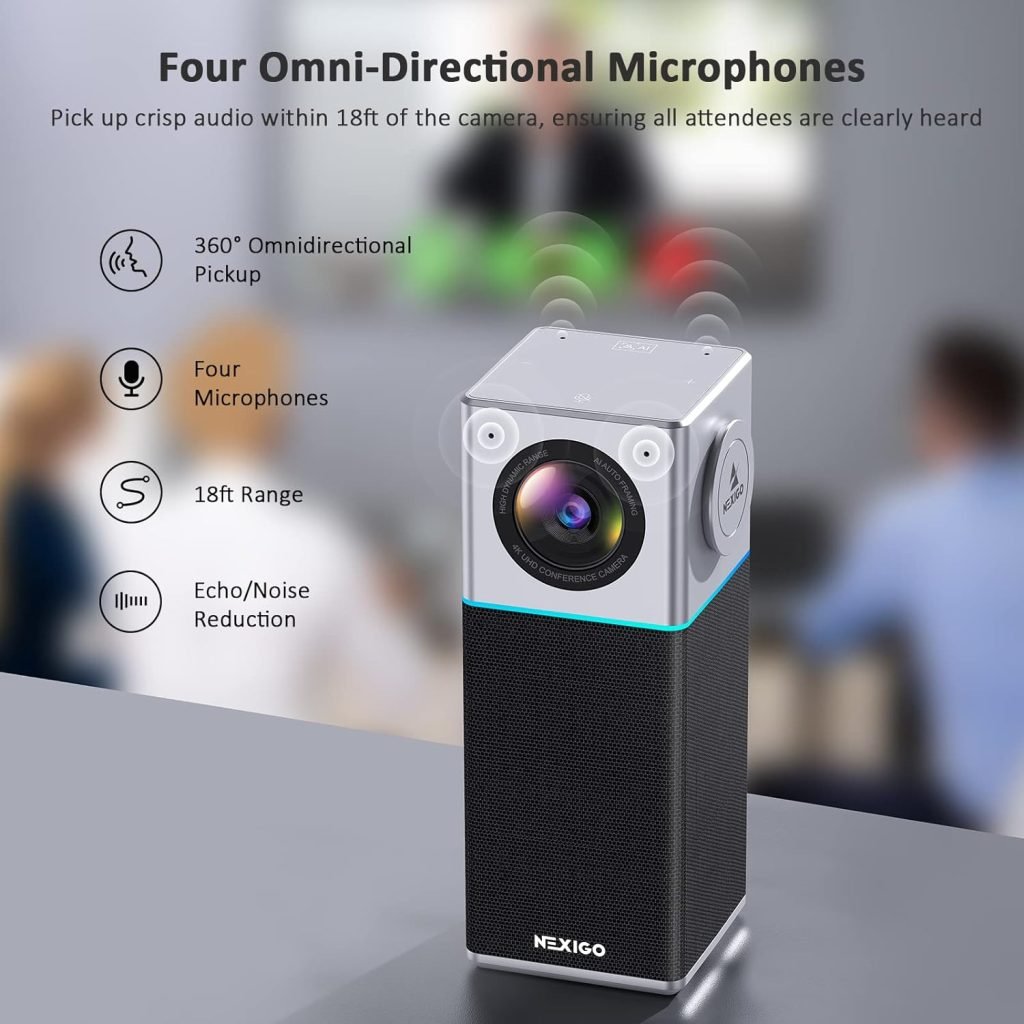 NexiGo Iris, 4K AI Webcam with 1/1.8 Sensor, Onboard Flash Memory, HDR, PiP, DSLR-Style Control, Auto Framing/Tracking with Flexible FOV, Noise-Canceling Mics, for Zoom/Teams/OBS and more
