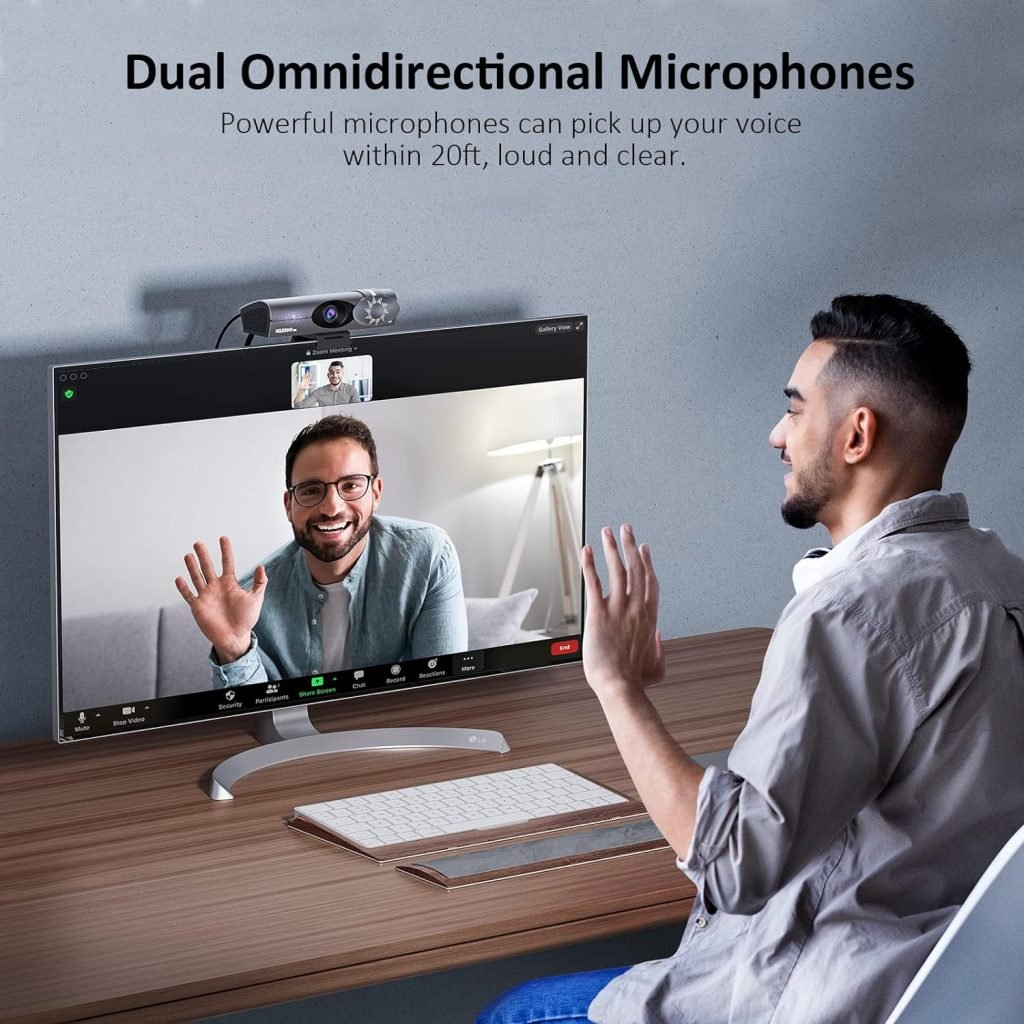 NexiGo Iris, 4K AI Webcam with 1/1.8 Sensor, Onboard Flash Memory, HDR, PiP, DSLR-Style Control, Auto Framing/Tracking with Flexible FOV, Noise-Canceling Mics, for Zoom/Teams/OBS and more