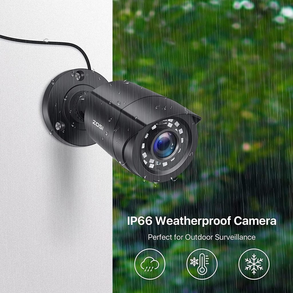 ZOSI 2 Pack 1080P Security Camera Outdoor with 80ft Night Vision, IP66 Weatherproof, Motion Detection, CCTV Surveillance Bullet Cameras Only Support TVI DVR,1080p 2 Tvi Bullet Camera -Black