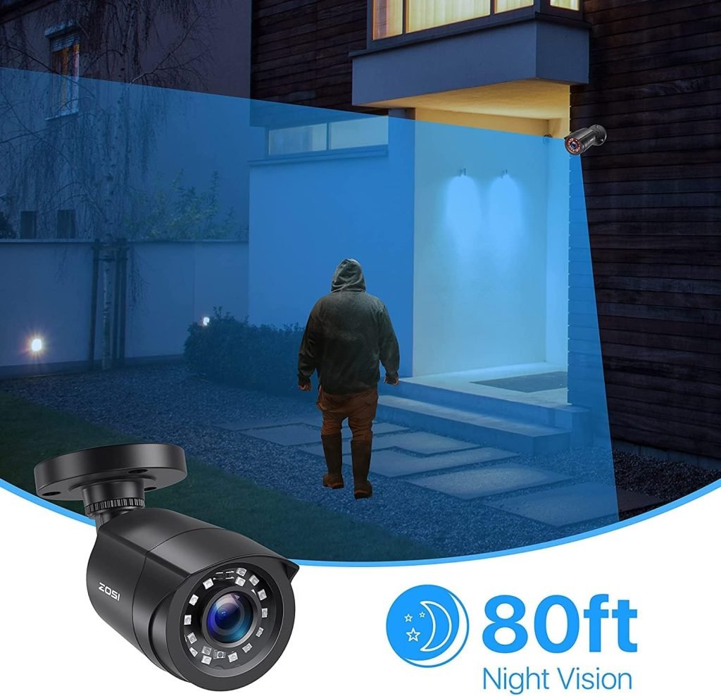 ZOSI 2 Pack 1080P Security Camera Outdoor with 80ft Night Vision, IP66 Weatherproof, Motion Detection, CCTV Surveillance Bullet Cameras Only Support TVI DVR,1080p 2 Tvi Bullet Camera -Black