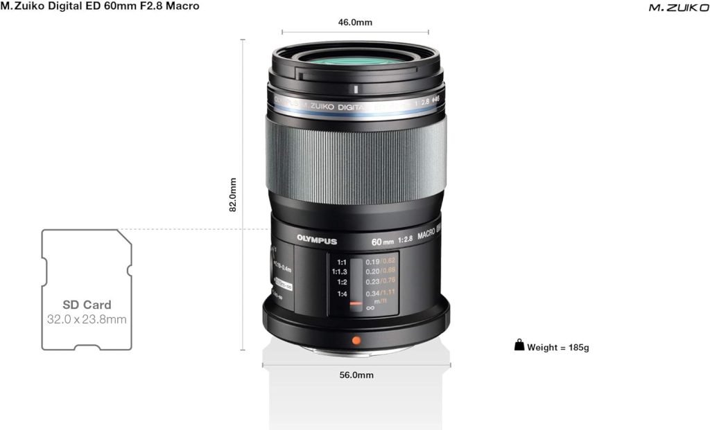 Olympus M.Zuiko Digital ED 60 mm F2.8 Lens, Standard Zoom, Suitable for All MFT Cameras (Olympus OM-D  PEN Models, Panasonic G-Series), Black