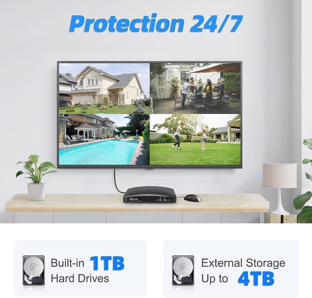 Swann 8 Channel Security Camera Kit, DVR-4580 with 1 TB HDD and 4 x 1080p Cameras, Works with Google Assistant and Alexa