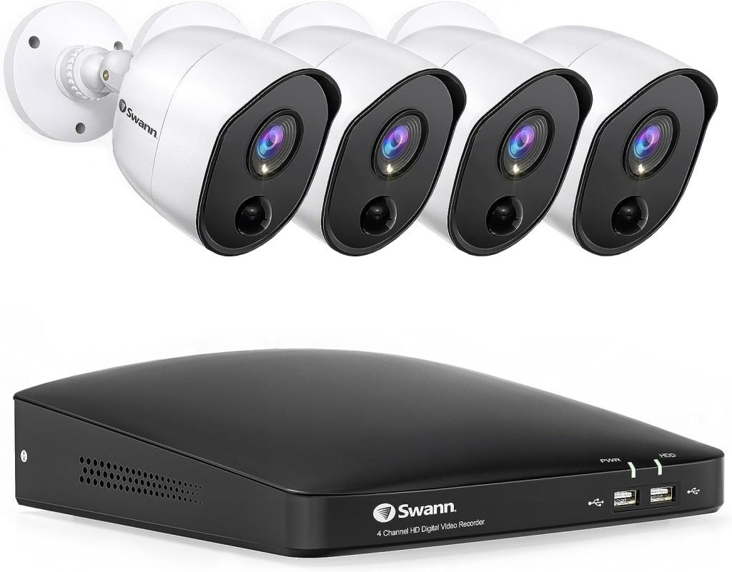 Swann 8 Channel Security Camera Kit, DVR-4580 with 1 TB HDD and 4 x 1080p Cameras, Works with Google Assistant and Alexa