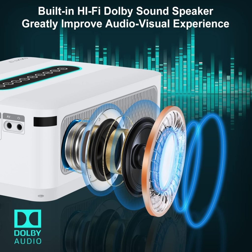 4K Supported Projector with 5G WiFi Bluetooth, XGODY X1 Android TV Portable Smart Projector Native 1080P, 12000 Lumens4D Correction Zoom Function Home Movie HD Video Projector Dolby Speaker with Apps