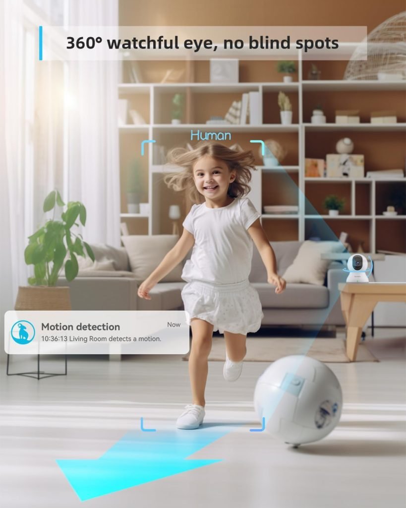 blurams Pet Camera 2K, Indoor Camera, Dog Camera, 360° Home Security Camera, WiFi Baby Monitor, Night Vision, Motion Tracking, 2-Way Talk, CloudSD, APP Control, Works with Alexa(2.4GHz Only)
