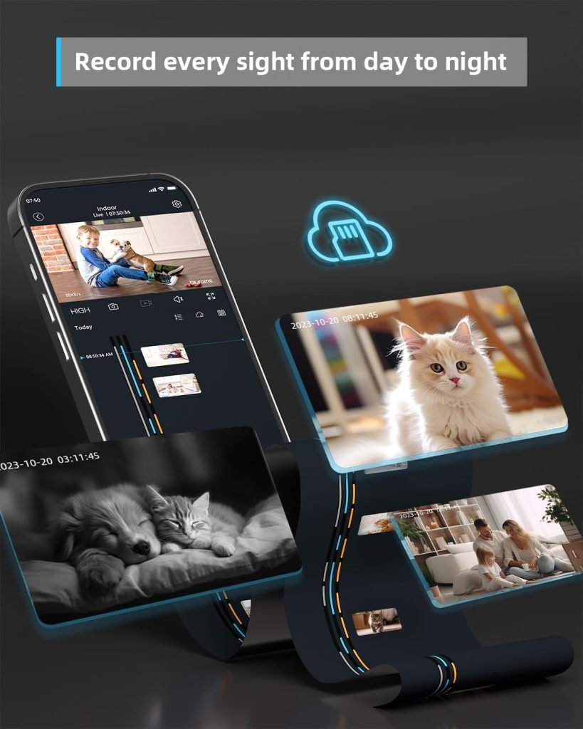 blurams Pet Camera 2K, Indoor Camera, Dog Camera, 360° Home Security Camera, WiFi Baby Monitor, Night Vision, Motion Tracking, 2-Way Talk, CloudSD, APP Control, Works with Alexa(2.4GHz Only)
