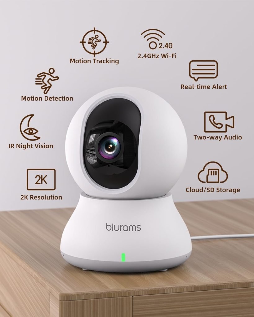 blurams Pet Camera 2K, Indoor Camera, Dog Camera, 360° Home Security Camera, WiFi Baby Monitor, Night Vision, Motion Tracking, 2-Way Talk, CloudSD, APP Control, Works with Alexa(2.4GHz Only)