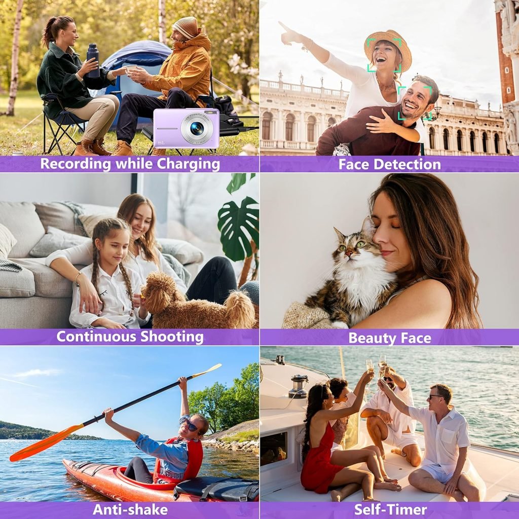 Digital Camera with 32G Micro Memory Card, 1080P Compact Camera, 44MP Photo Camera, HD Vlogging Camera, Portable Mini Camera with 2.5 LCD Screen and 2 Battery for Girls, Boys, Beginner-Green