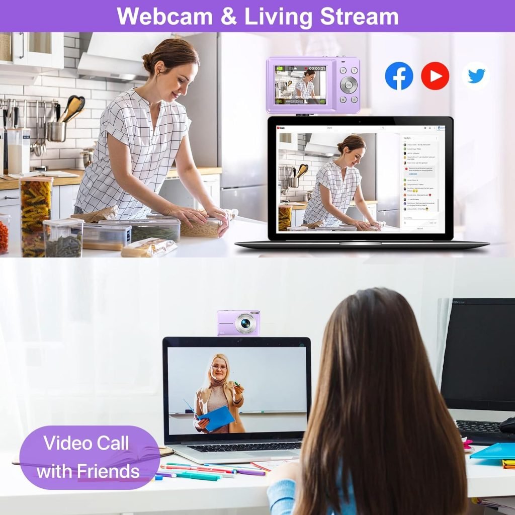 Digital Camera with 32G Micro Memory Card, 1080P Compact Camera, 44MP Photo Camera, HD Vlogging Camera, Portable Mini Camera with 2.5 LCD Screen and 2 Battery for Girls, Boys, Beginner-Green