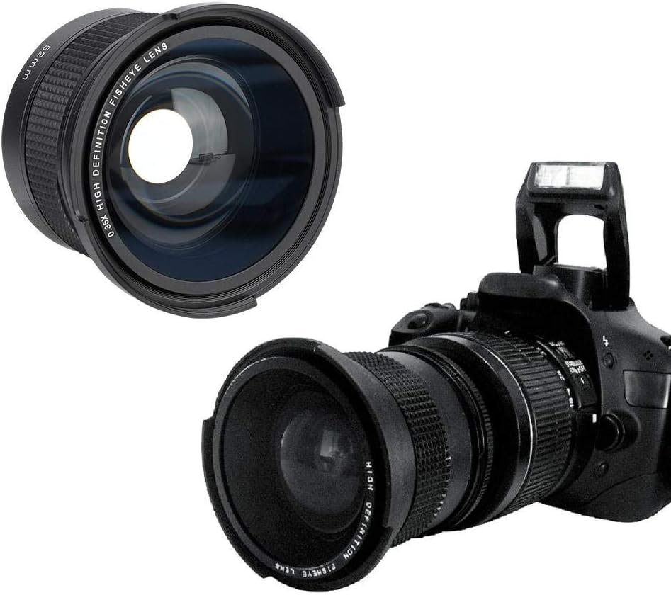 Fisheye Lens for Canon,Universal 0.35X 52mm Wide Angle SLR DSLR Digital Camera Lens with Cap,for Canon for Pentax for Nikon for Sony for Minolta for Olympus default
