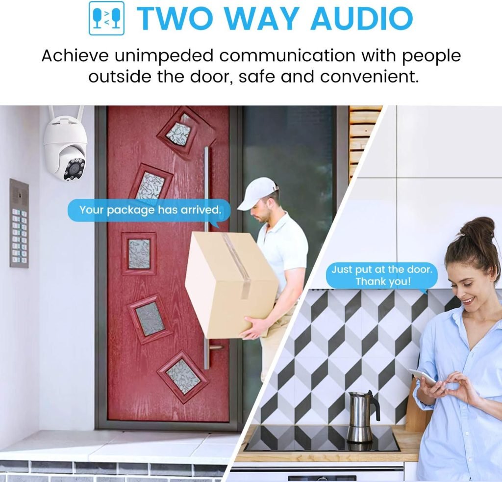 FULLWARD 3MP Outdoor Security Camera Human AI Motion Detection PTZ Dome 2.4G WiFi Home Security CCTV Camera Night Vision 2-Way Audio Waterproof Wireless Camera, P6slite App