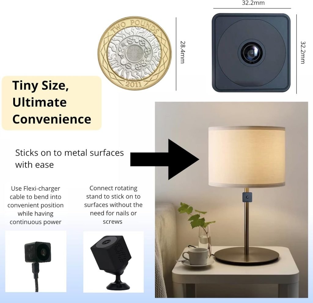 LUMICAST Mini Spy Camera, Wireless Hidden indoor Camera for Home Security, Baby Monitor, Pet Watching with Night Vision, Motion Detection and Push Alerts