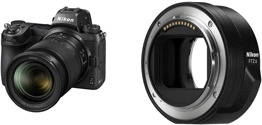 Nikon Z6 II + Z 24-70mm + FTZ Mirrorless Camera Kit (24.5 megapixel, Ultra wide ISO, 14 fps Continuous Shooting, Eye-Detection AF, Dual Card Slots, 4K Full HD Video) VOA060K003