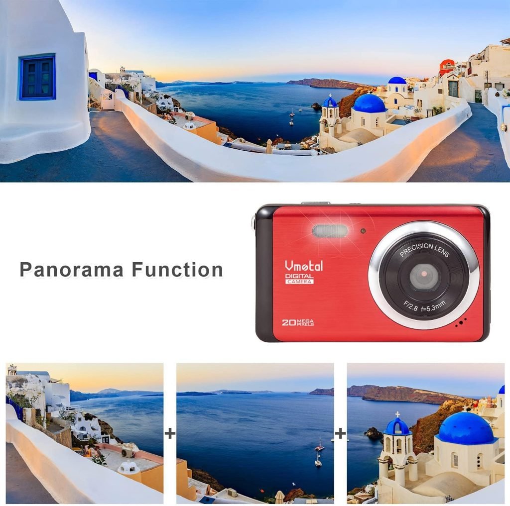 Vmotal GDC80X2 Mini Compact Digital Camera 20MP FHD 2.8 Inch TFT LCD Camera for Kids/Beginners/Elderly People Gift (Red  Black)