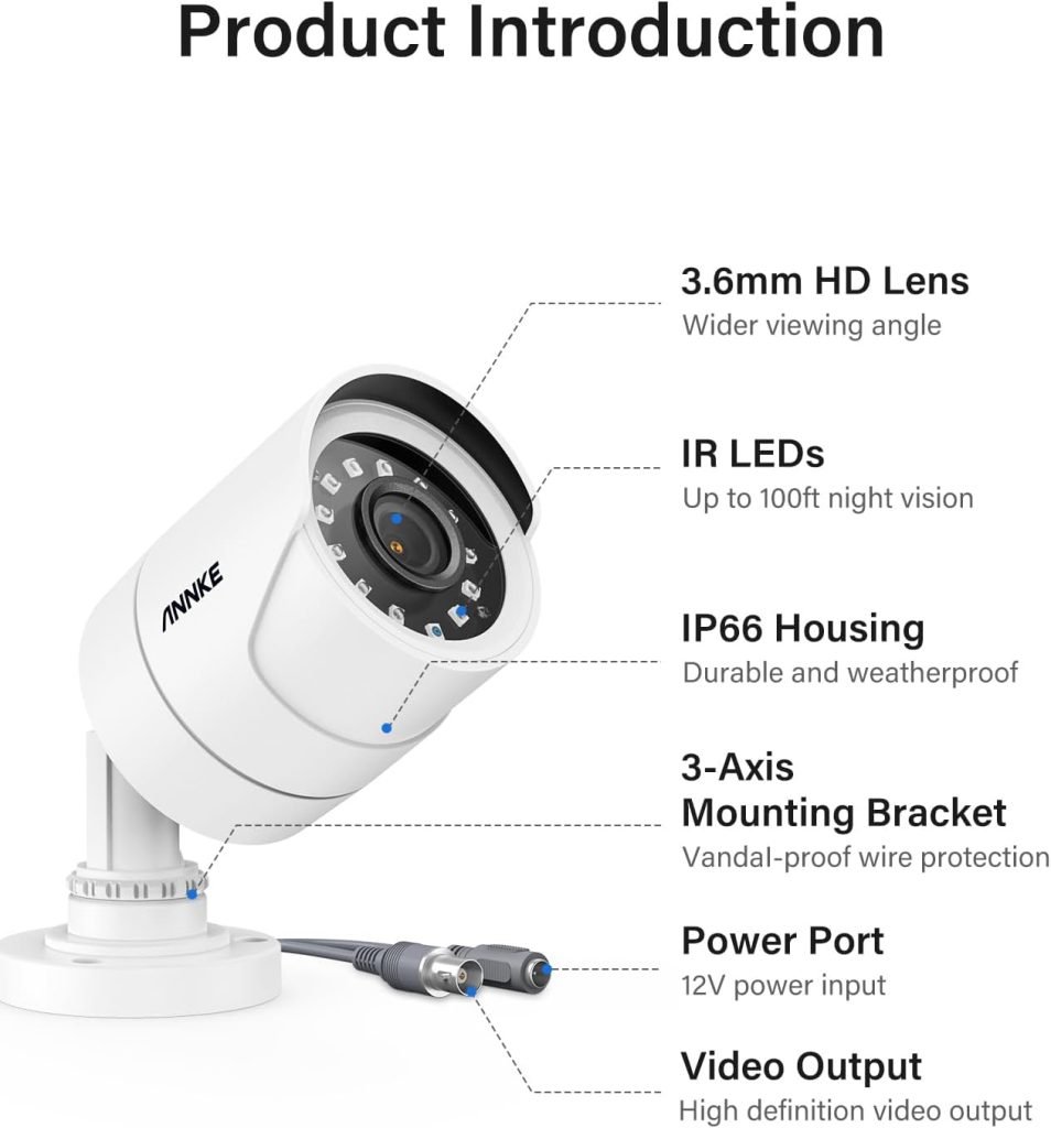 ANNKE 1080p Add-on CCTV Camera, Hi-Resolution Home Security Camera for Surveillance System, IP66 Weatherproof Indoor Outdoor, Long Distance Night Vision