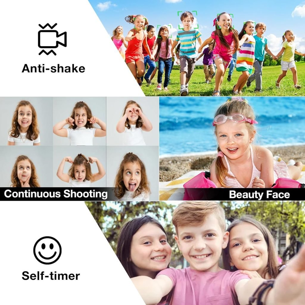 Digital Camera, 4K 48MP FHD Compact Camera with 32G SD Card, Vlogging Camera Digital with 3 LCD Rechargeable, 16X Digital Zoom, Mini Cameras with 2 Battery for Children, Students, Beginners (White)