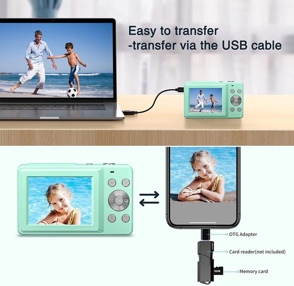 Digital Camera FHD 1080P 44MP, Compact Camera 2.4 LCD Digital Camera 2*Rechareable Battery 16X Digital Zoom for Students, Children, Beginners
