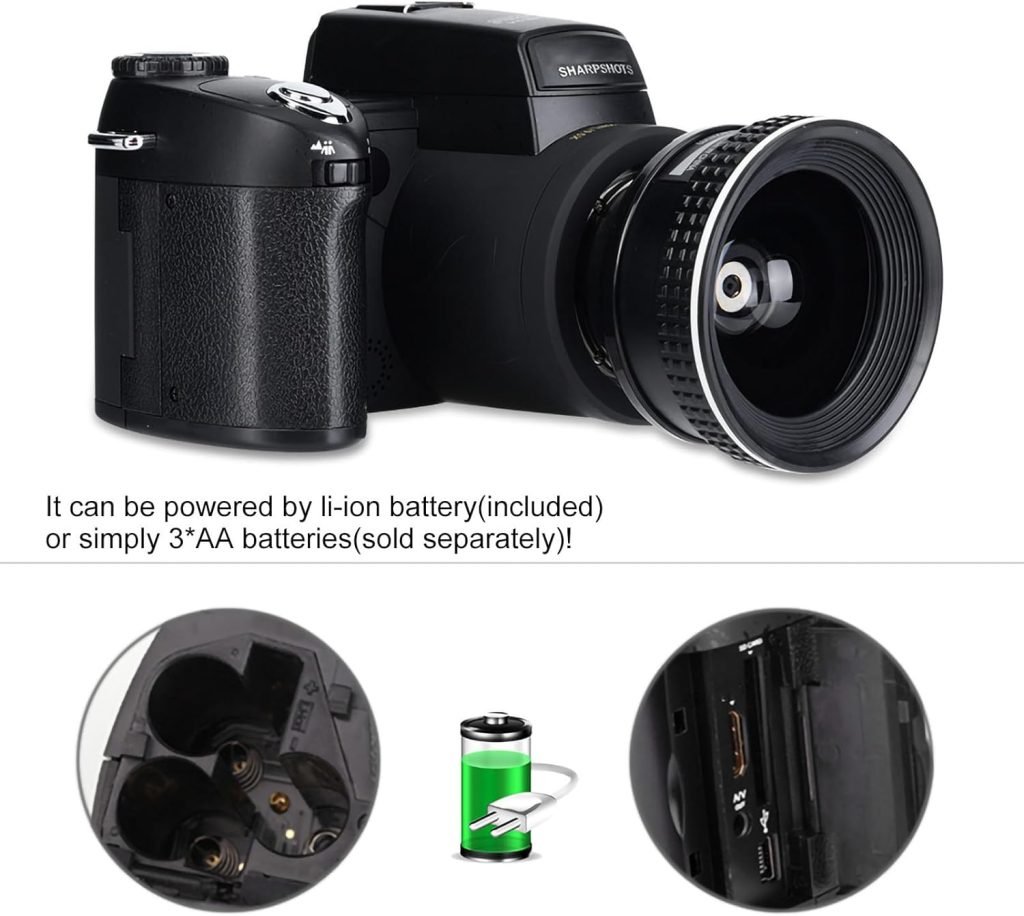 FHD 33MP Digital Camera, 1080P DSLR Camera, Digital Camera, Portable Camcorder with 0.5X Wide Angle Lens 24X Zoom Telephoto Lens for Photography Beginners