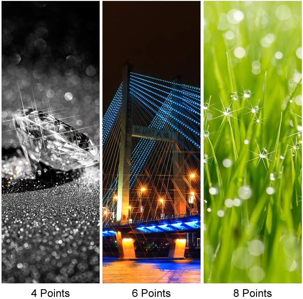 Fotover 82mm Star Filter 3 Pieces (4 Points,6 Points,8 Points) with Centre Pinch Lens Cap for Canon Nikon Sony Olympus and Other DSLR Cameras + 3 Slot Filter Pouch