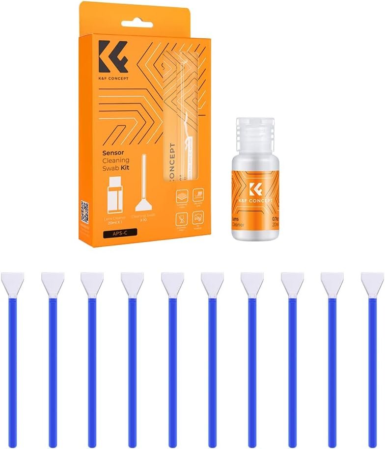 KF Concept 16mm APS-C Sensor Cleaning Swab*10 + 20ml Sensor Cleaner, DSLR SLR Digital Camera Sensor Cleaning Swab Kits for Reflex and Mirrorless Digital Camera CCD and CMOS Sensors