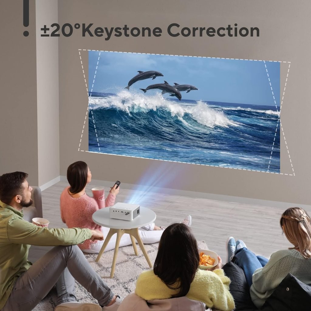 Mini Projector, AKIYO 1080P Supported Portable Projector with Tripod, 65000 Hours Multimedia Home Theater Movie Projector, Phone Projector Compatible with iOS/Android/HDMI/PC/TV Stick/USB/PS5