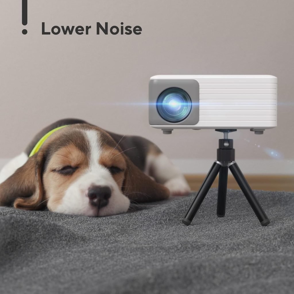 Mini Projector, AKIYO 1080P Supported Portable Projector with Tripod, 65000 Hours Multimedia Home Theater Movie Projector, Phone Projector Compatible with iOS/Android/HDMI/PC/TV Stick/USB/PS5