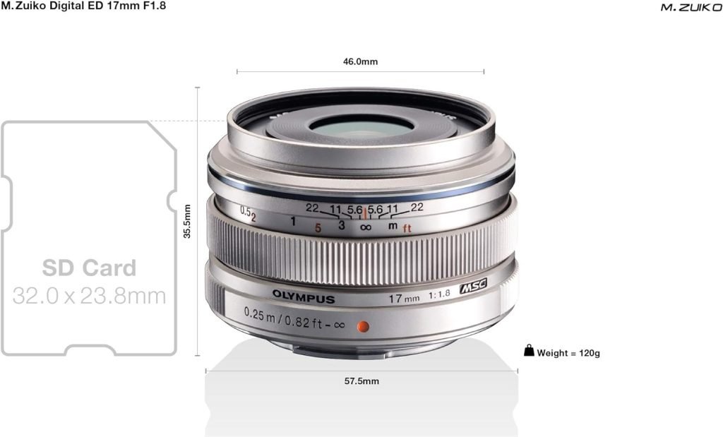 Olympus M.Zuiko Digital 17 mm F1.8 Lens, Fast Fixed Focal Length, Suitable for All MFT Cameras (Olympus OM-D  PEN Models, Panasonic G-Series), Black