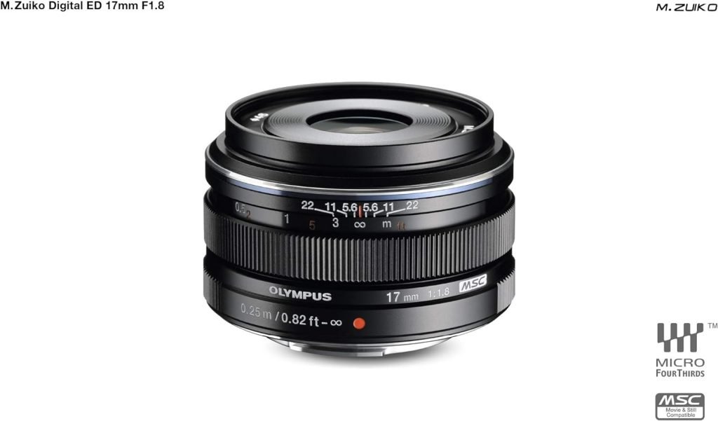 Olympus M.Zuiko Digital 17 mm F1.8 Lens, Fast Fixed Focal Length, Suitable for All MFT Cameras (Olympus OM-D  PEN Models, Panasonic G-Series), Black