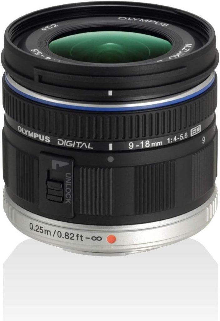 Olympus M.Zuiko Digital ED 9-18 mm F4.0-5.6 Lens, Wide Angle Zoom, Suitable for All MFT Cameras (Olympus OM-D  PEN Models, Panasonic G-Series), Black