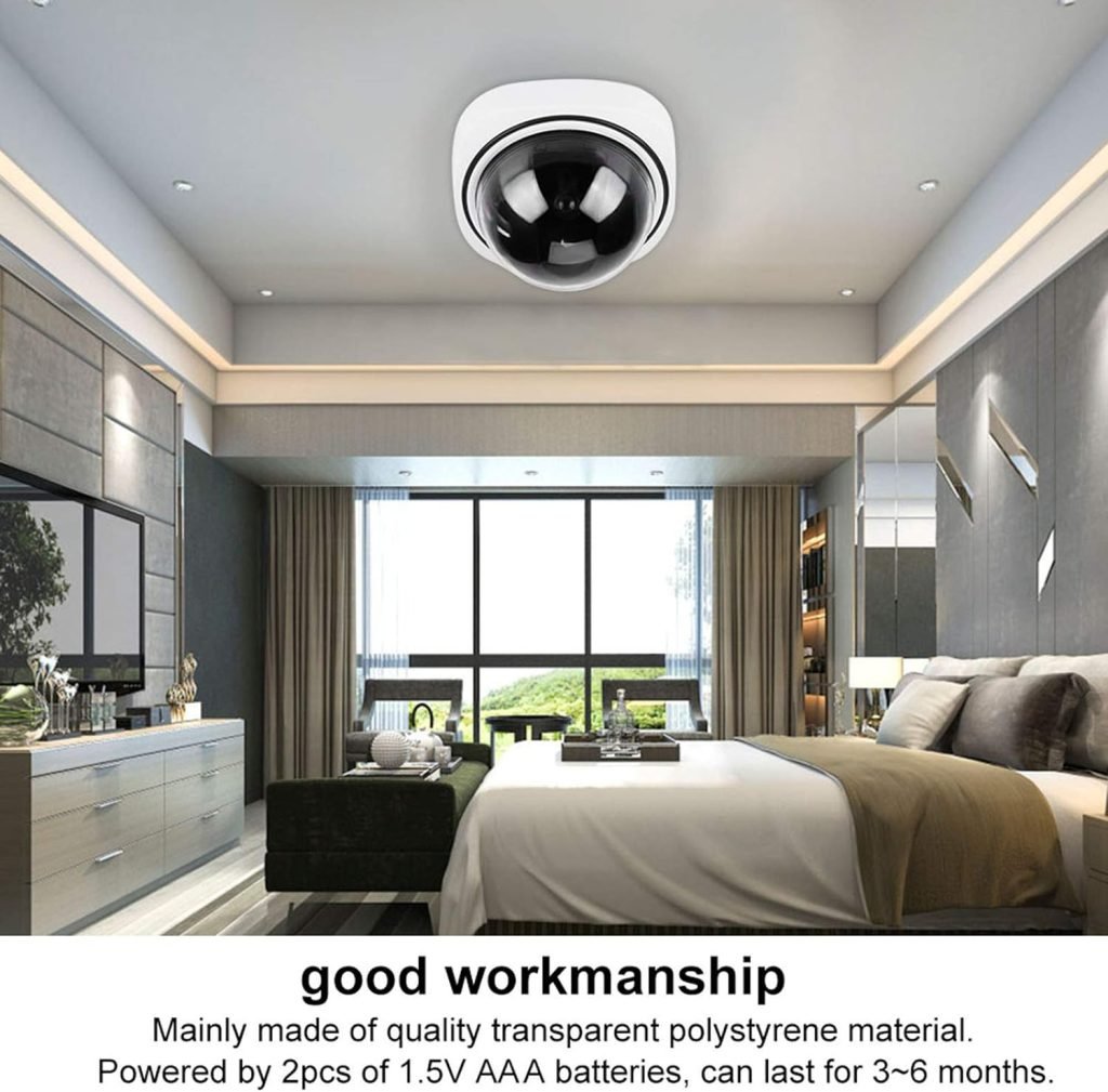 PUSOKEI Simulated Dome Camera Simulation Dome Video Surveillance Camera with Light Indicator Video Surveillance Camera for Home Security