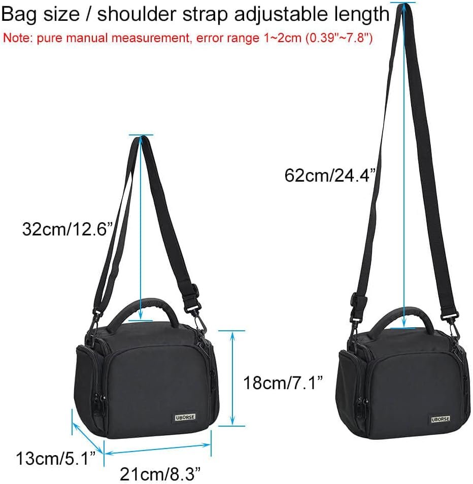 UBORSE DSLR Camera Shoulder Bag Waterproof Portable Anti-Shock Digital Camera Case Compatible Protector for DSLR SLR Camera Lens Accessories