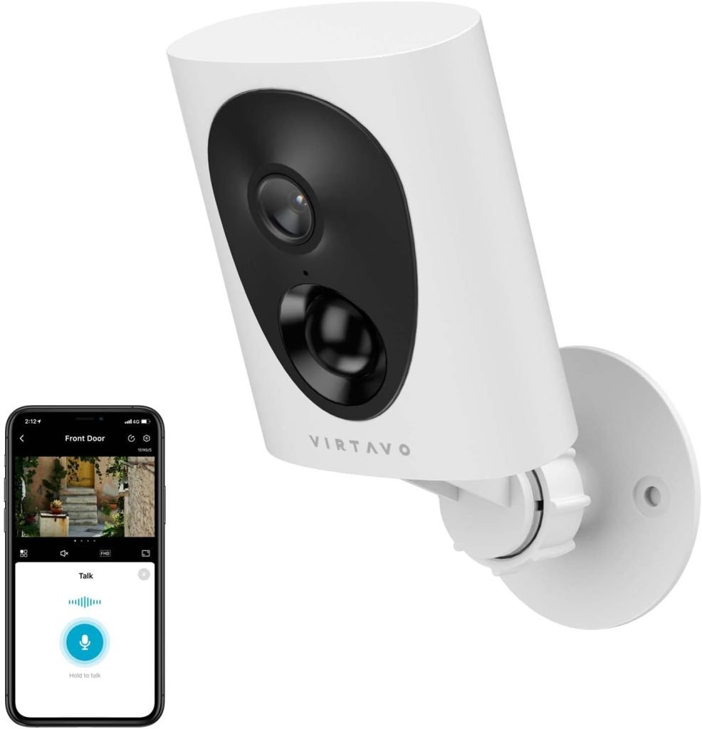virtavo Wireless Security Camera Outdoor, 1080P WiFi CCTV For Home Security, With Rechargeable Battery, Colorful Night Vision, Remote Access, PIR Motion Detection, 2-Way Audio, Alexa, SD/Cloud