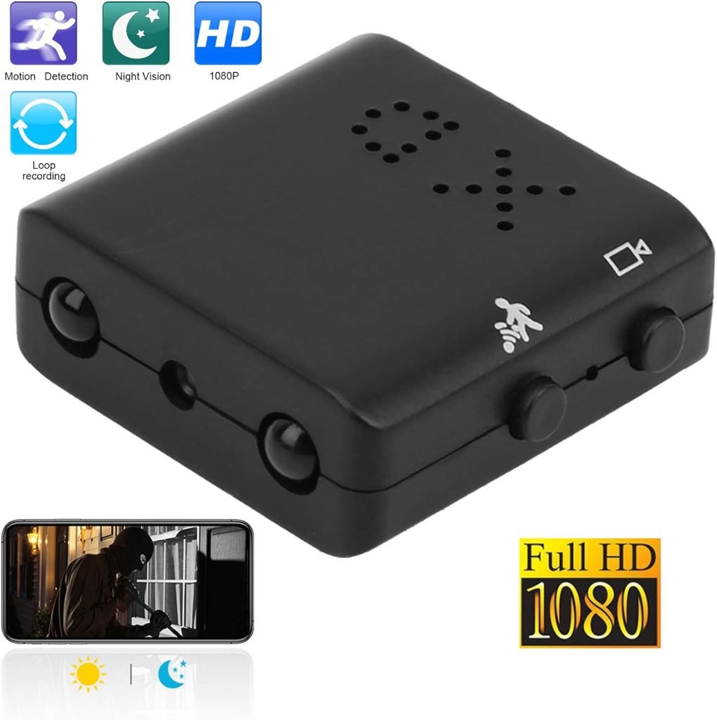 1080P HD Security Camera Home Surveillance Video Monitor Night Vision Motion Detection, 3x2.8x1.1cm, Support 64GB Storage Card(Not Include)