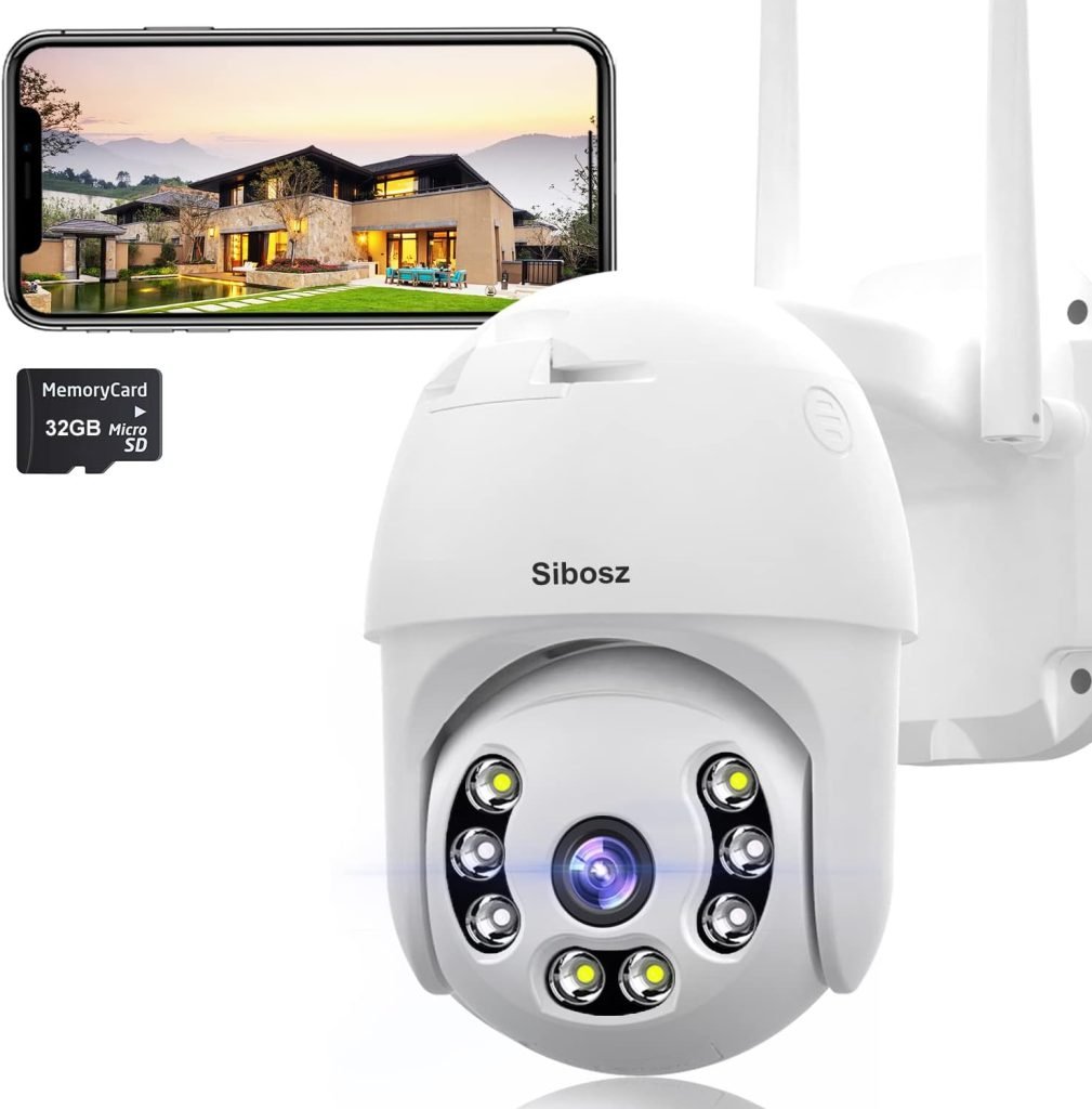 3MP WiFi IP Camera Pan Tilt Digital Zoom Security Camera, 3MP Dome Surveillance Cam, Two Way Audio Motion Detection Clear Night Vision IP66 Waterproof with 32G SD Memory Card Powered By Tuya Smart