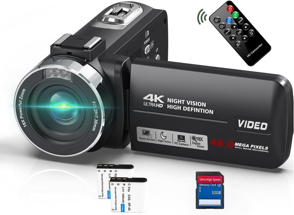 Delmodes Video Camera Camcorder 4K