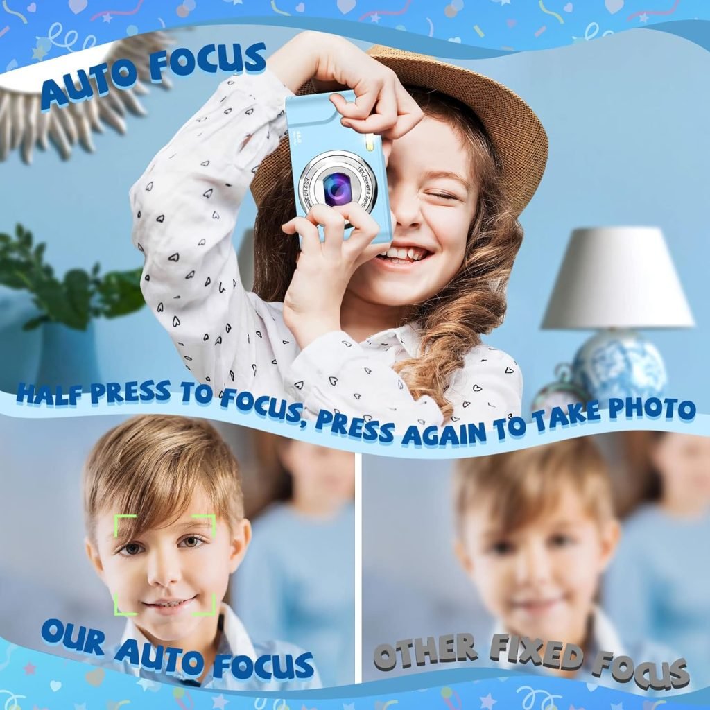 Digital Camera, Bofypoo Autofocus Vlogging Camera FHD 1080P 48MP with 16X Digital Zoom, Compact Camera Portable Mini Camera for Teens,Kids,Adult,Beginners（Blue）