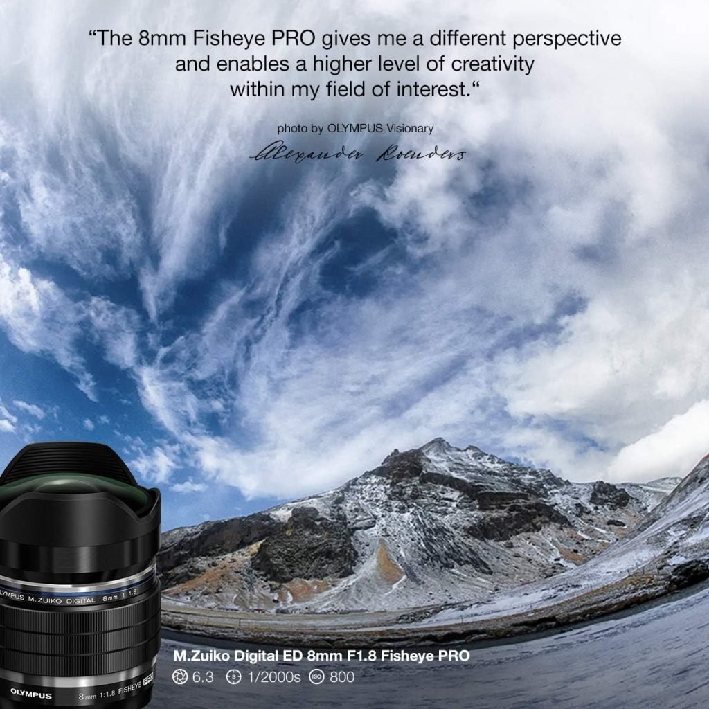 Olympus M.Zuiko Digital ED 8 mm F1.8 PRO Lens, Fast Fixed Focal Length, Suitable for All MFT Cameras (Olympus OM-D  PEN Models, Panasonic G Series), Black